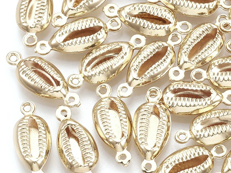 Breloque connecteur petit cauris - laiton doré à l'or fin 24K