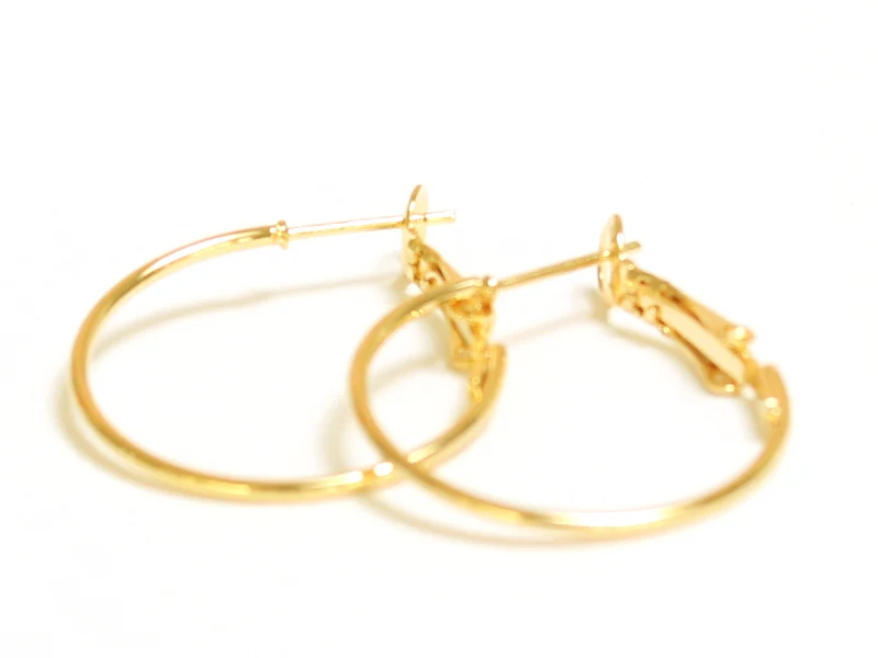 Paire boucles d'oreilles créoles 24 mm - plaquées or fin 24K