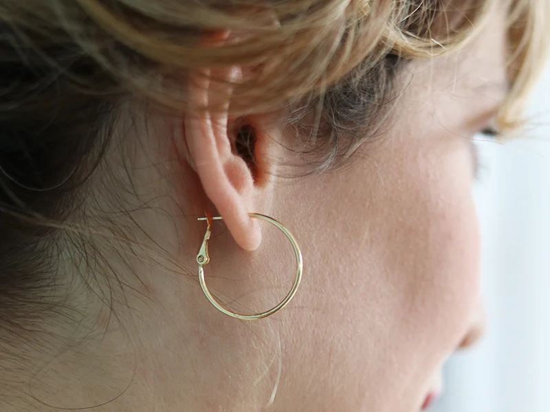 Paire boucles d'oreilles créoles 24 mm - plaquées or fin 24K