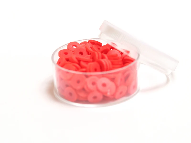 Boite de perles rondelles heishi 6 mm - rouge