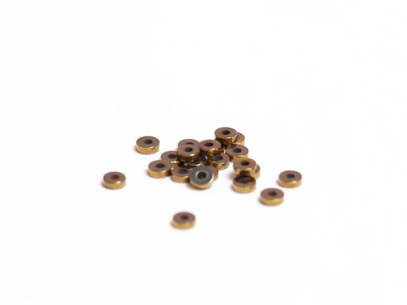 Boite de 20 perles rondelles dorées antiques heishi en hématite - 3 mm