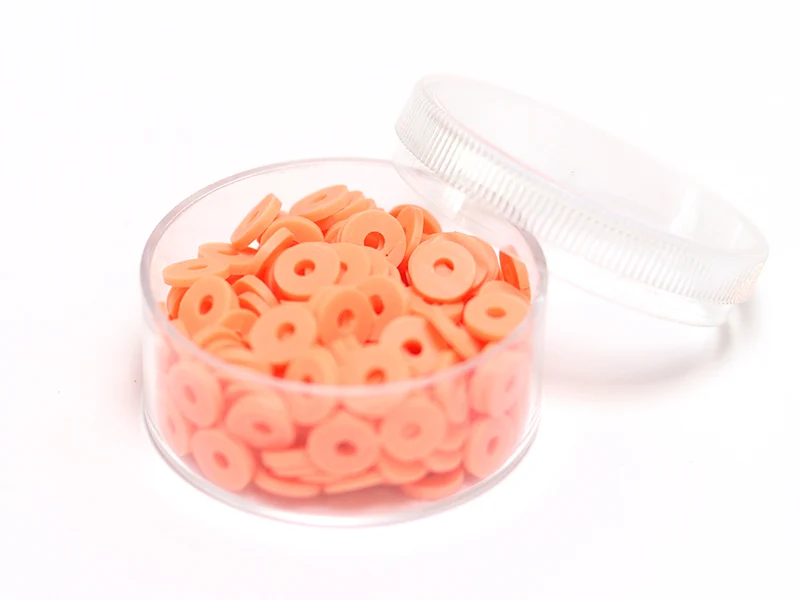 Boite de perles rondelles heishi 6 mm - orange corail