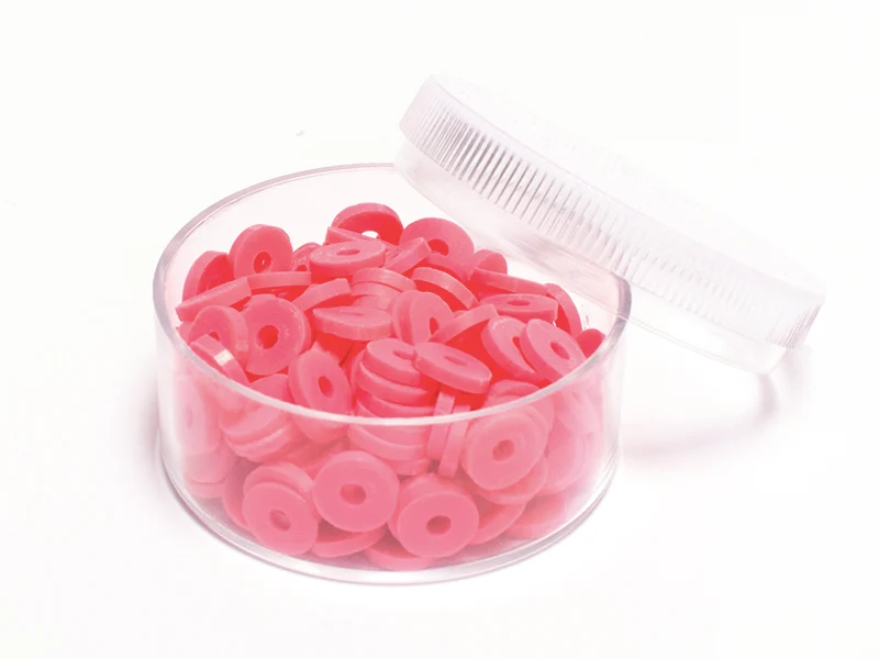 Boite de perles rondelles heishi 6 mm - rose corail