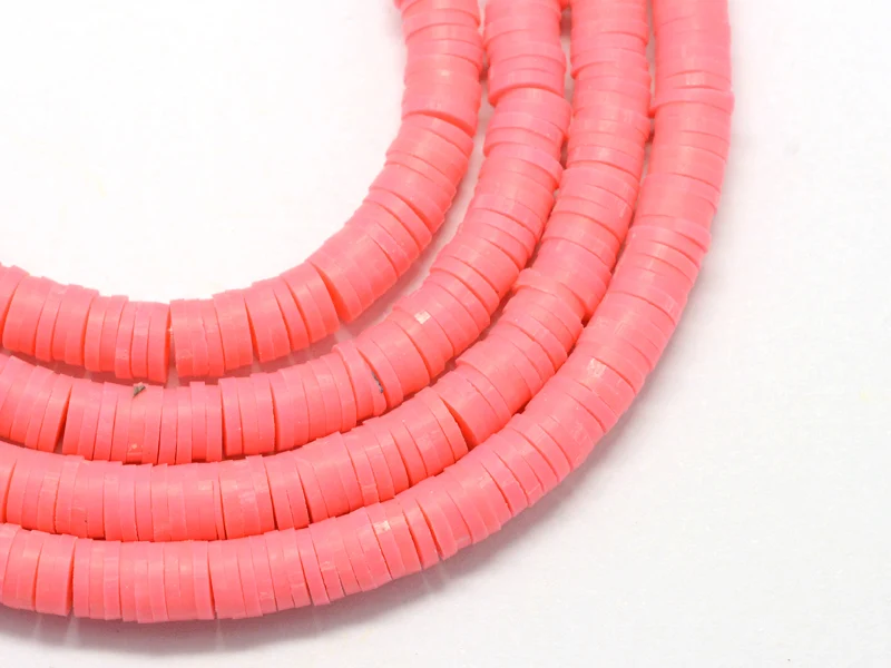 Boite de perles rondelles heishi 6 mm - rose corail