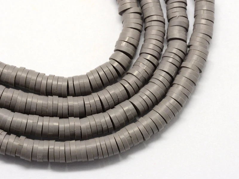 Boite de perles rondelles heishi 6 mm - gris acier