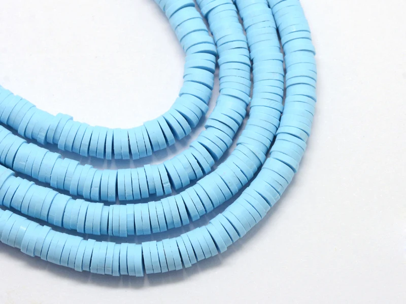 Boite de perles rondelles heishi 6 mm - bleu clair