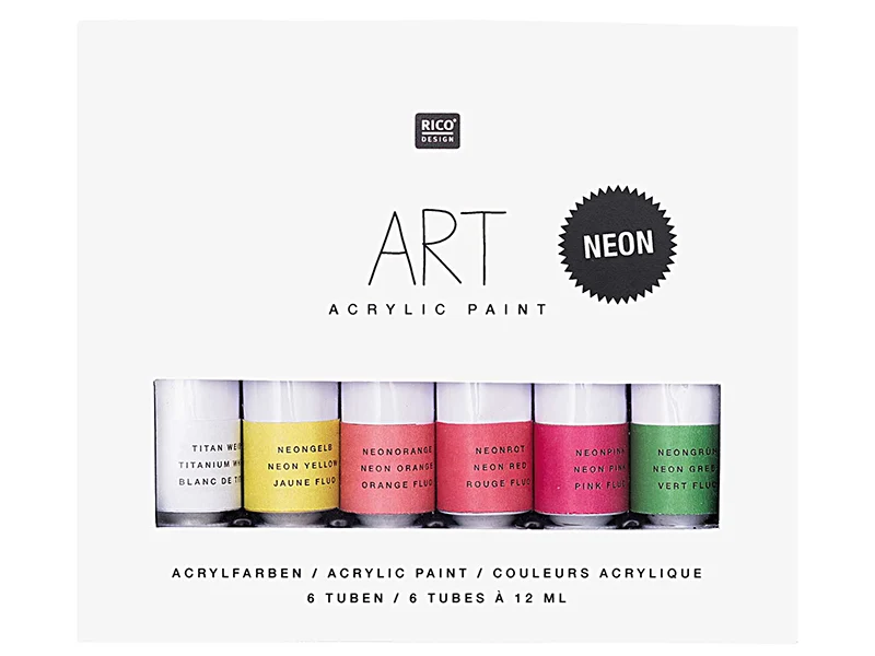 Set de 6 tubes de peinture acrylique - néon