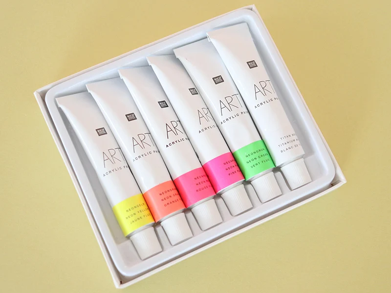 Set de 6 tubes de peinture acrylique - néon