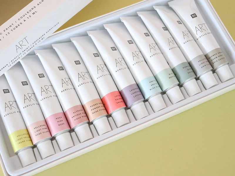 Set de 12 tubes de peinture acrylique - pastel