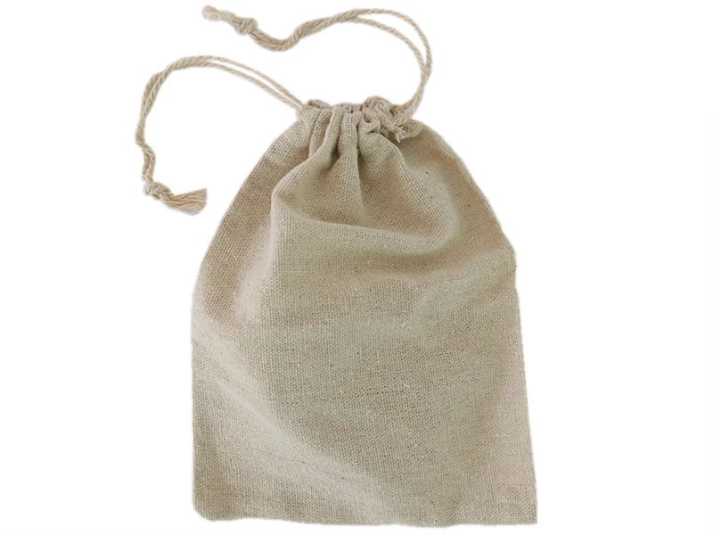 Pochon en coton beige - 13 x 17,5 cm