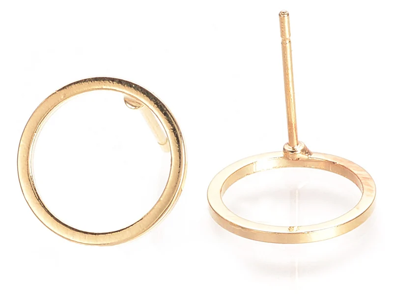 Puces d'oreilles cercles ajourés 12 mm - dorées à l'or fin