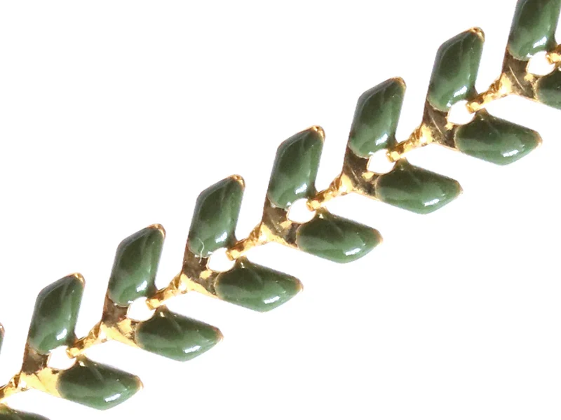 Chaîne épi émaillée - vert olive