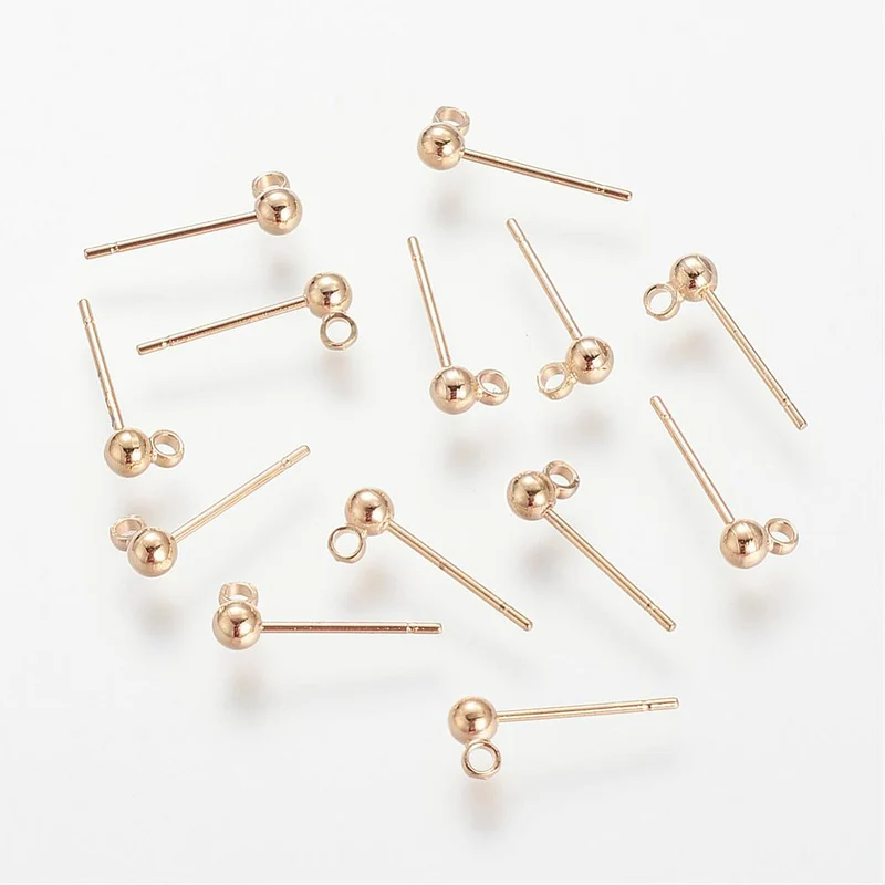 Paire de puces d'oreilles avec anneau - doré à l'or fin