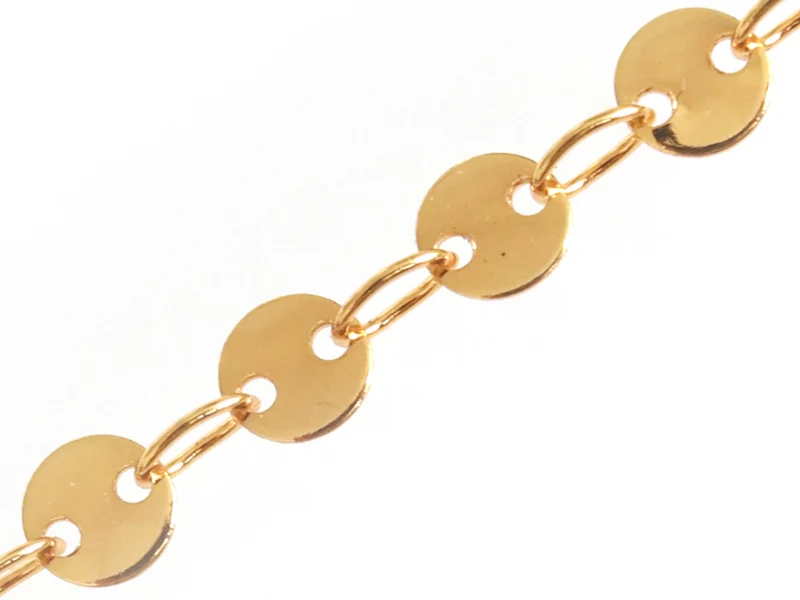 Chaine sequins ronds 4 mm - doré à l'or fin 24 K x 20 cm