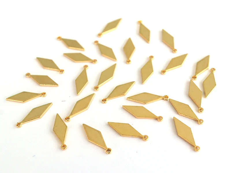 Pendentif losange allongé - doré à l'or fin