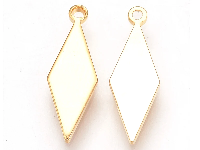 Pendentif losange allongé - doré à l'or fin