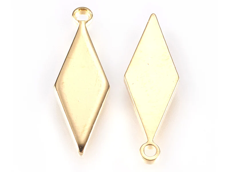 Pendentif losange allongé - doré à l'or fin