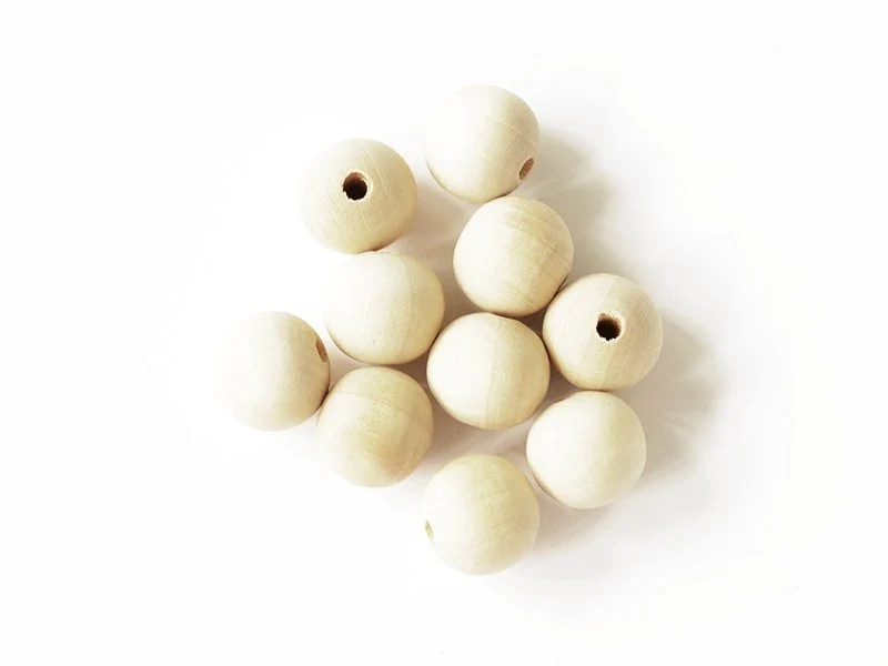 10 perles en bois - Ronde 18 mm