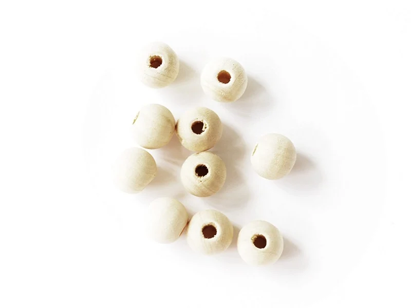10 perles en bois - Ronde 10 mm