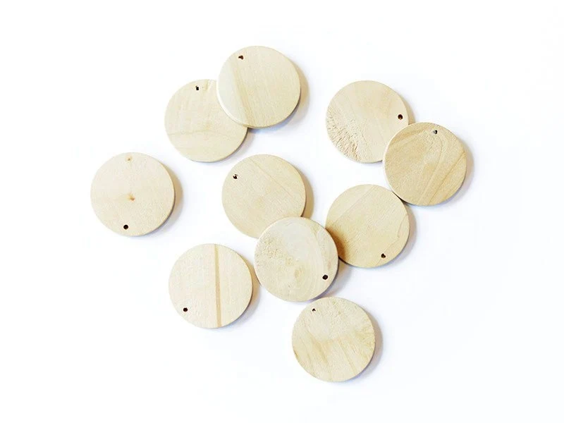 10 perles en bois - Ronde 34 mm