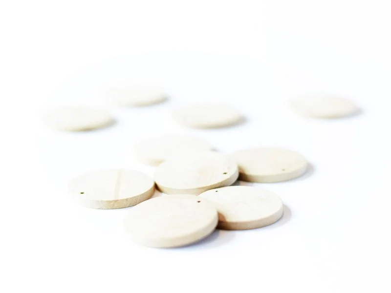 10 perles en bois - Ronde 34 mm
