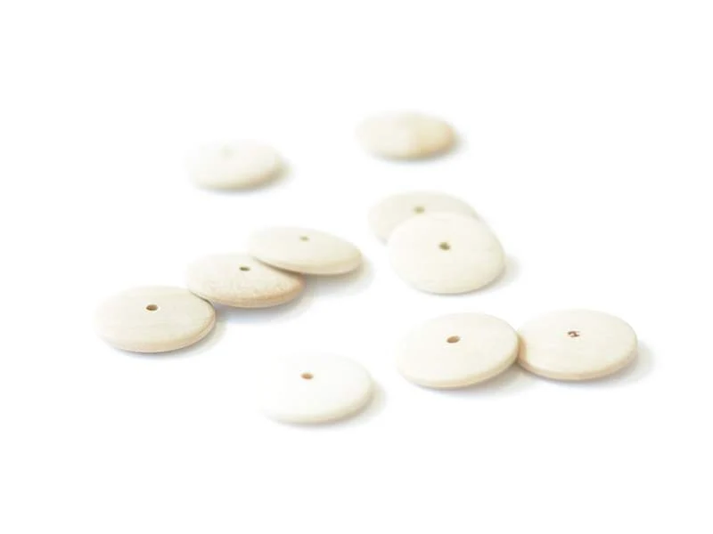 10 perles en bois - Rond plat 23 mm