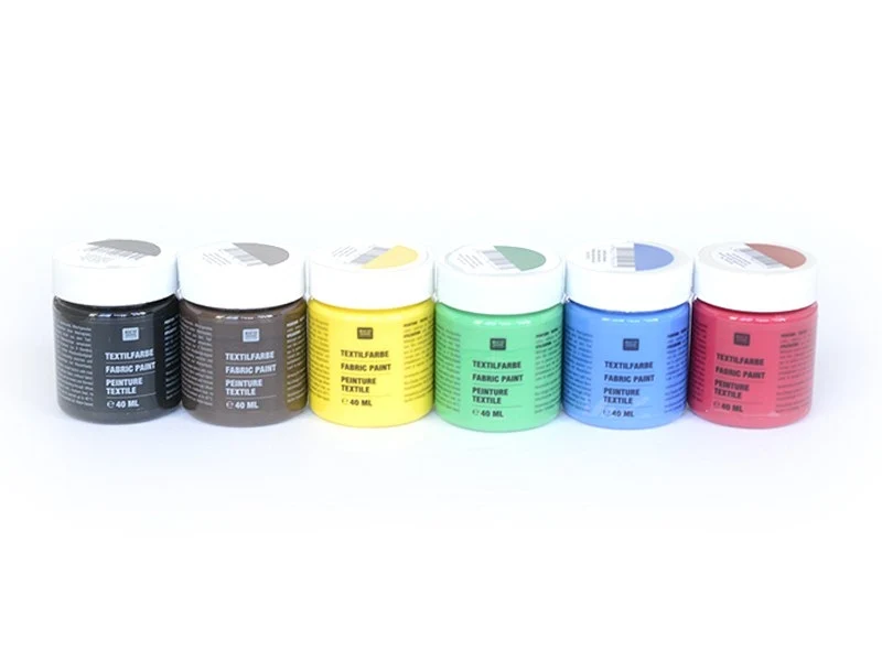 6 pots de peinture pour textile - Basique