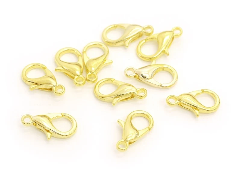 10 fermoirs mousquetons 12 mm - doré