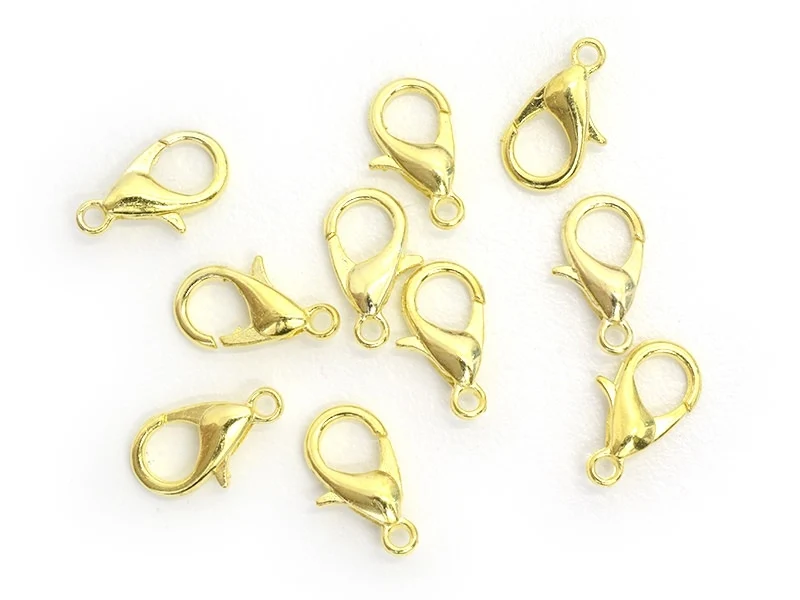 10 fermoirs mousquetons 12 mm - doré
