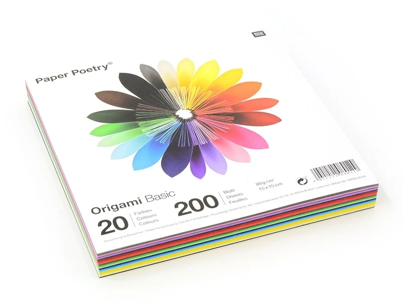 200 feuilles de papier Origami - 20 couleurs