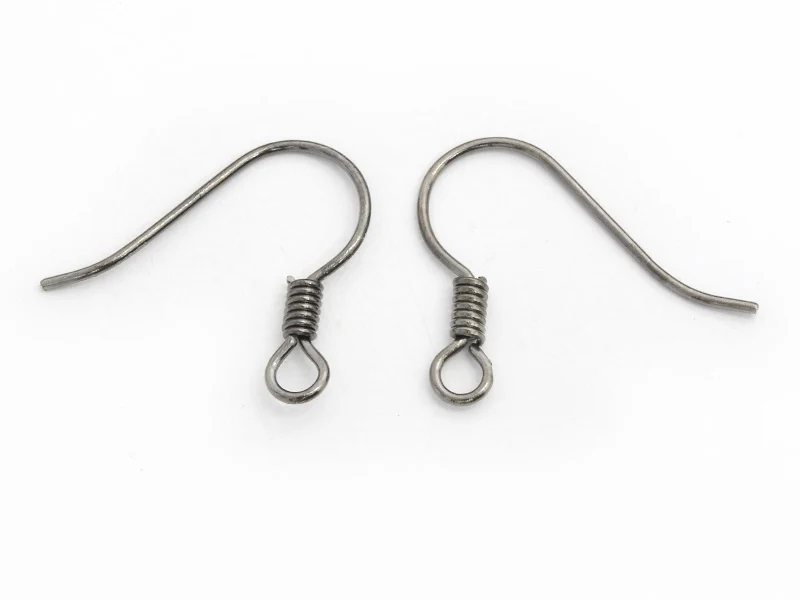 10 paires de boucles d'oreilles crochets - couleur noir métallisé