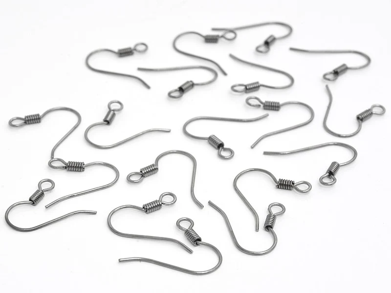 10 paires de boucles d'oreilles crochets - couleur noir métallisé