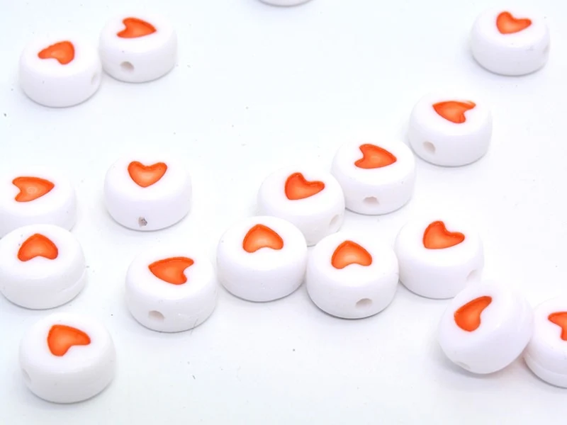 20 perles coeurs - plastique