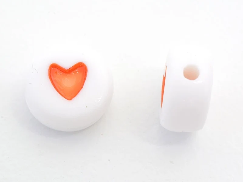 20 perles coeurs - plastique