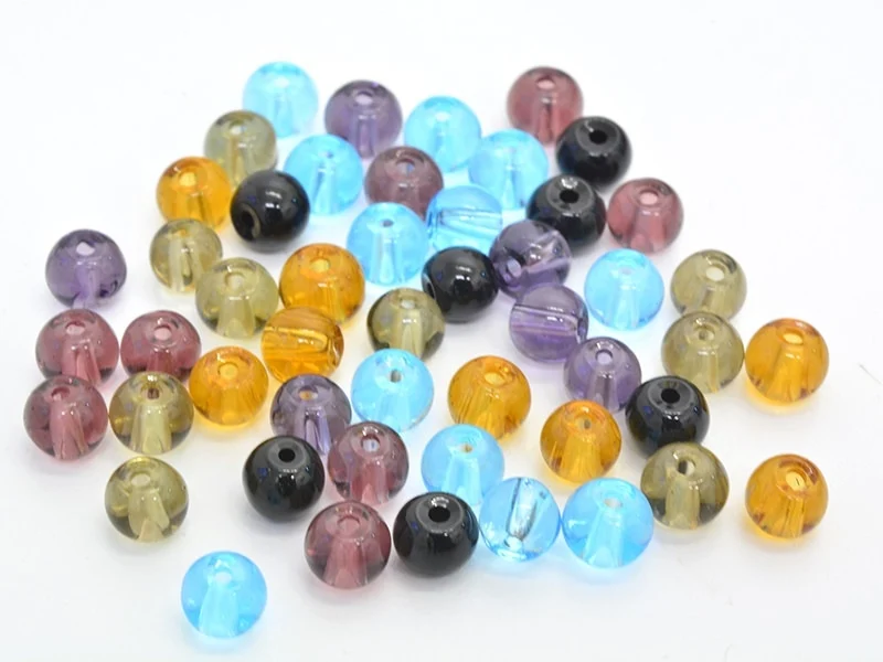 50 perles en verre rondes 4 mm - multicolores