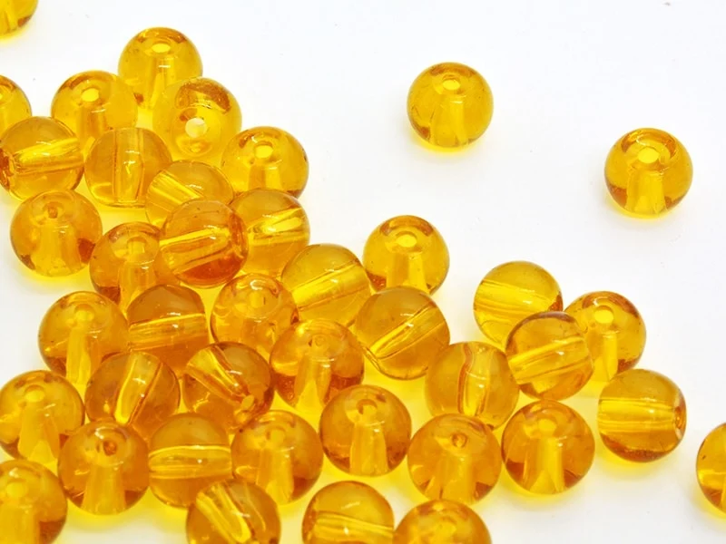 50 perles en verre rondes 4 mm - ambre