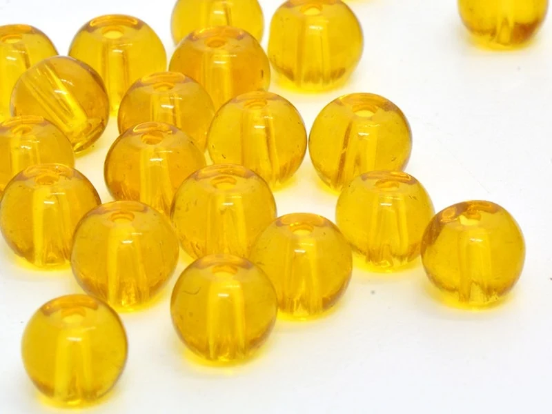 50 perles en verre rondes 4 mm - ambre