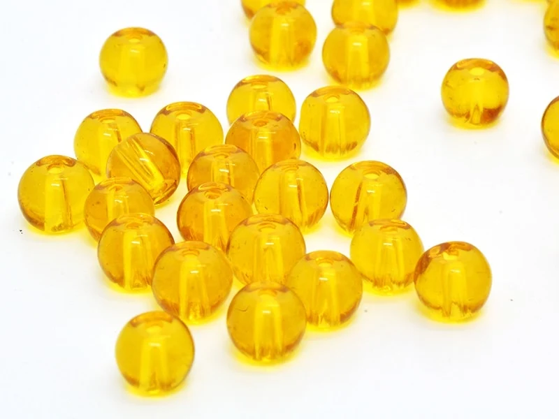 50 perles en verre rondes 4 mm - ambre
