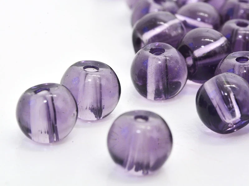 50 perles en verre rondes 4 mm - prune