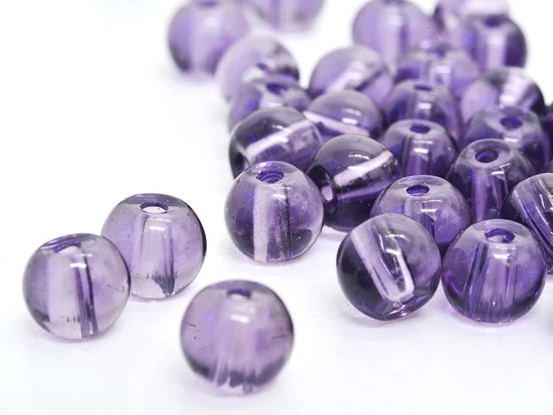 50 perles en verre rondes 4 mm - prune