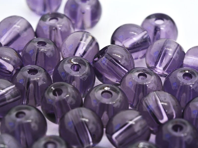 50 perles en verre rondes 4 mm - prune