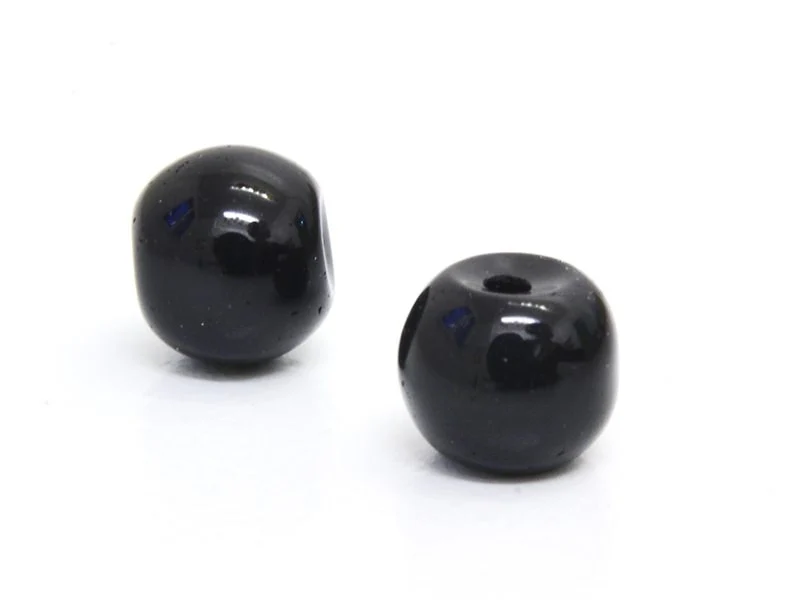 50 perles en verre rondes 4 mm - noir