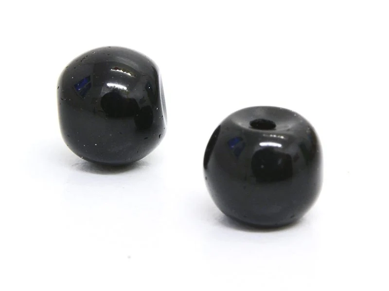 50 perles en verre rondes 4 mm - noir